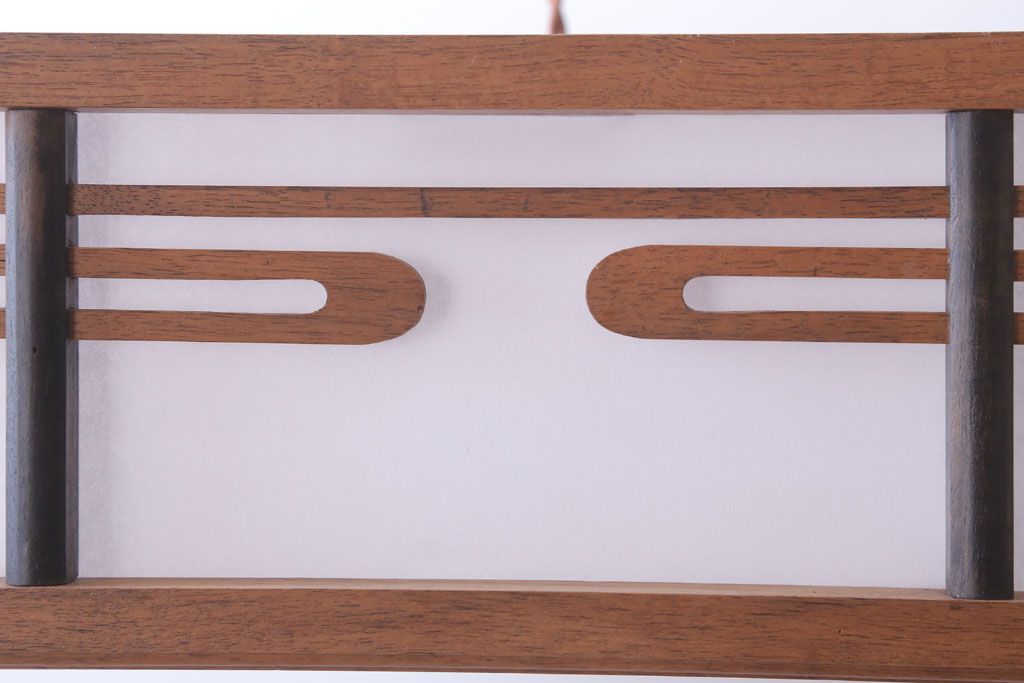 古民具・骨董　黒柿枠のアンティーク天井照明