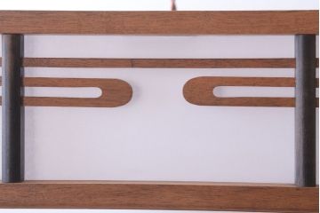 古民具・骨董　黒柿枠のアンティーク天井照明