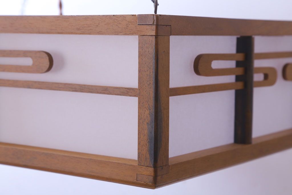 古民具・骨董　黒柿枠のアンティーク天井照明