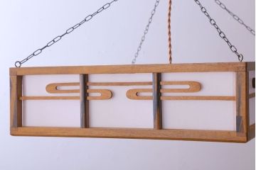 古民具・骨董　黒柿枠のアンティーク天井照明