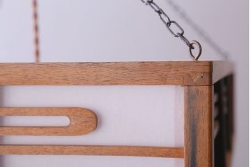 古民具・骨董　黒柿枠のアンティーク天井照明