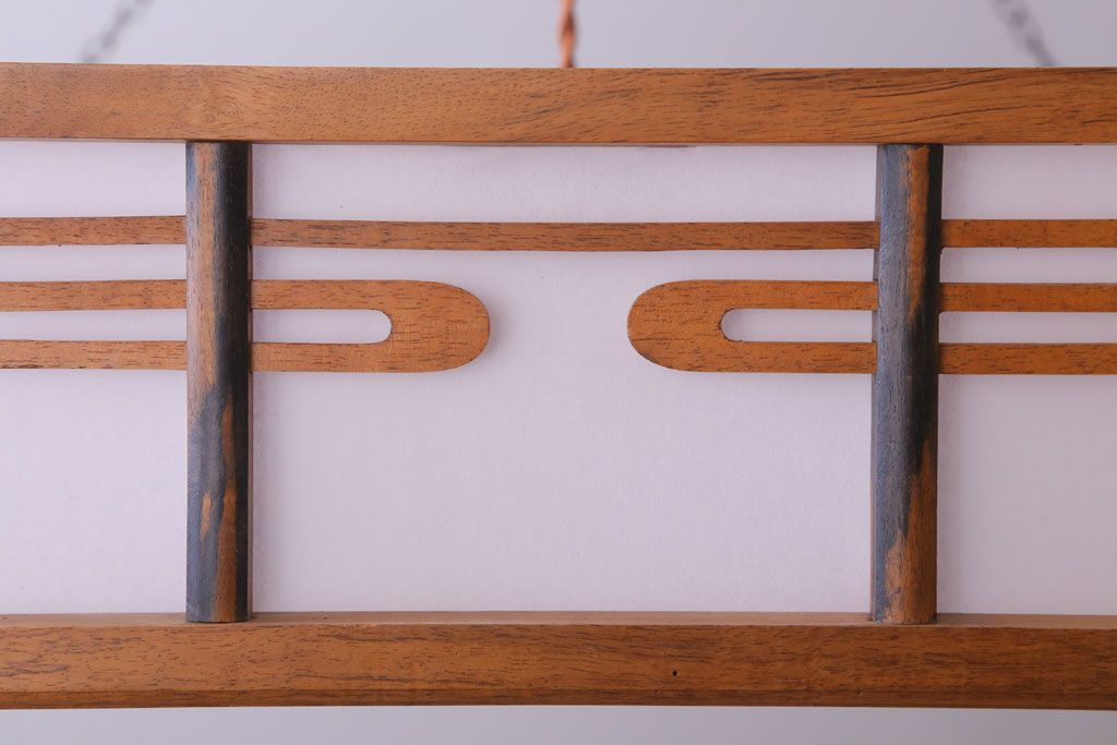 古民具・骨董　黒柿枠のアンティーク天井照明