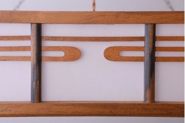 古民具・骨董　黒柿枠のアンティーク天井照明