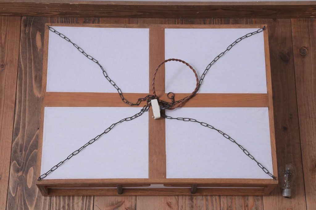 古民具・骨董　黒柿枠のアンティーク天井照明