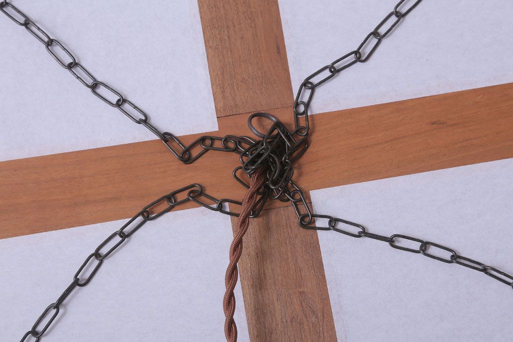 古民具・骨董　黒柿枠のアンティーク天井照明