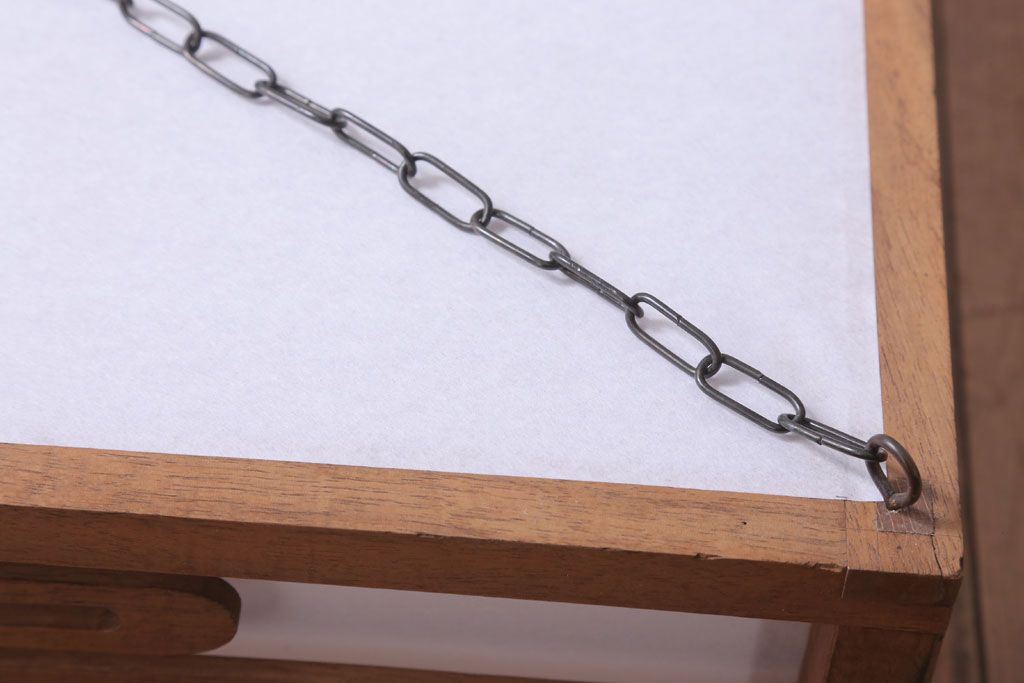 古民具・骨董　黒柿枠のアンティーク天井照明