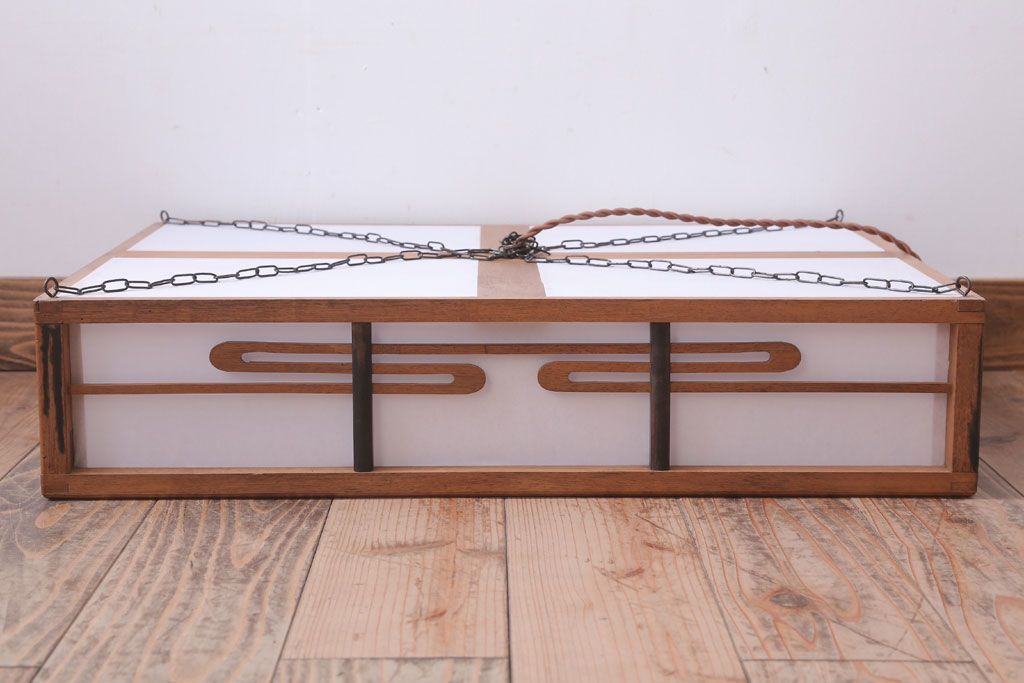 古民具・骨董　黒柿枠のアンティーク天井照明