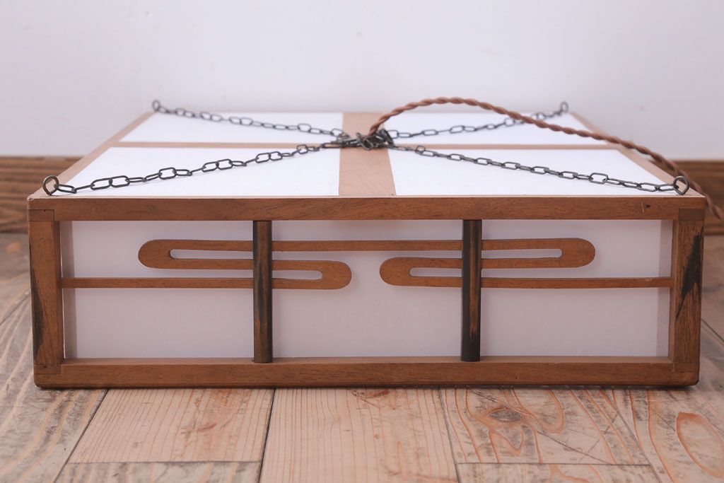 古民具・骨董　黒柿枠のアンティーク天井照明