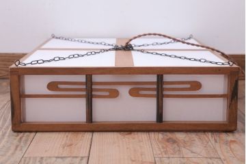 古民具・骨董　黒柿枠のアンティーク天井照明