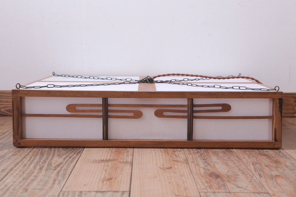 古民具・骨董　黒柿枠のアンティーク天井照明