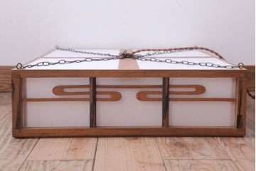 古民具・骨董　黒柿枠のアンティーク天井照明