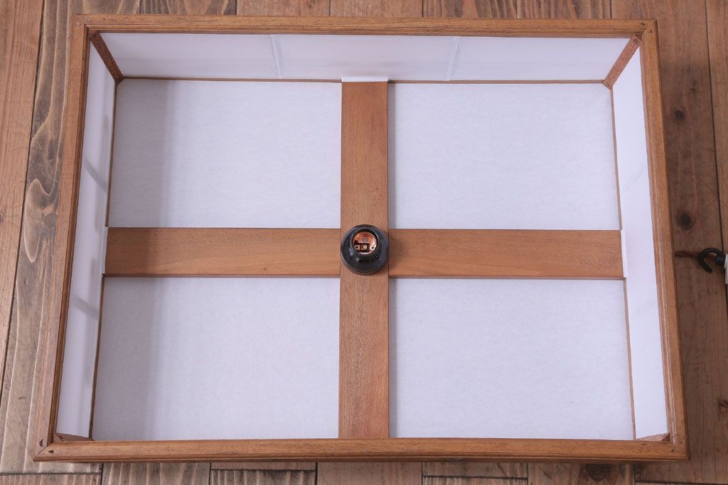 古民具・骨董　黒柿枠のアンティーク天井照明