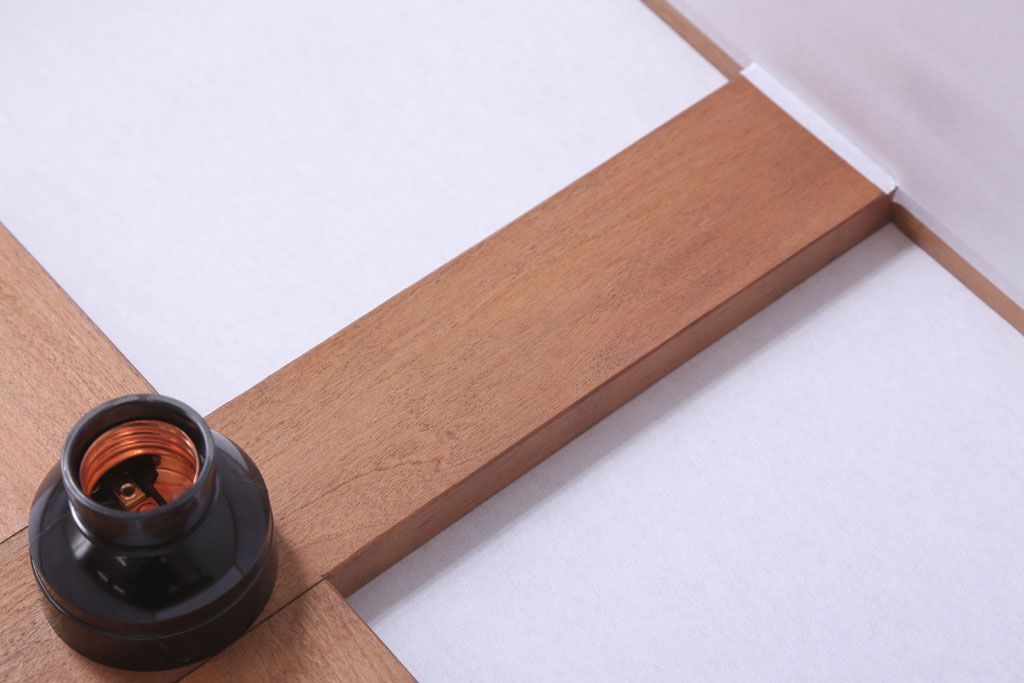 古民具・骨董　黒柿枠のアンティーク天井照明