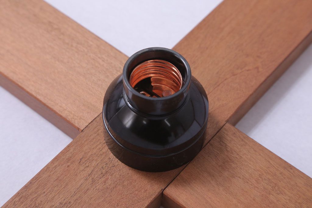 古民具・骨董　黒柿枠のアンティーク天井照明