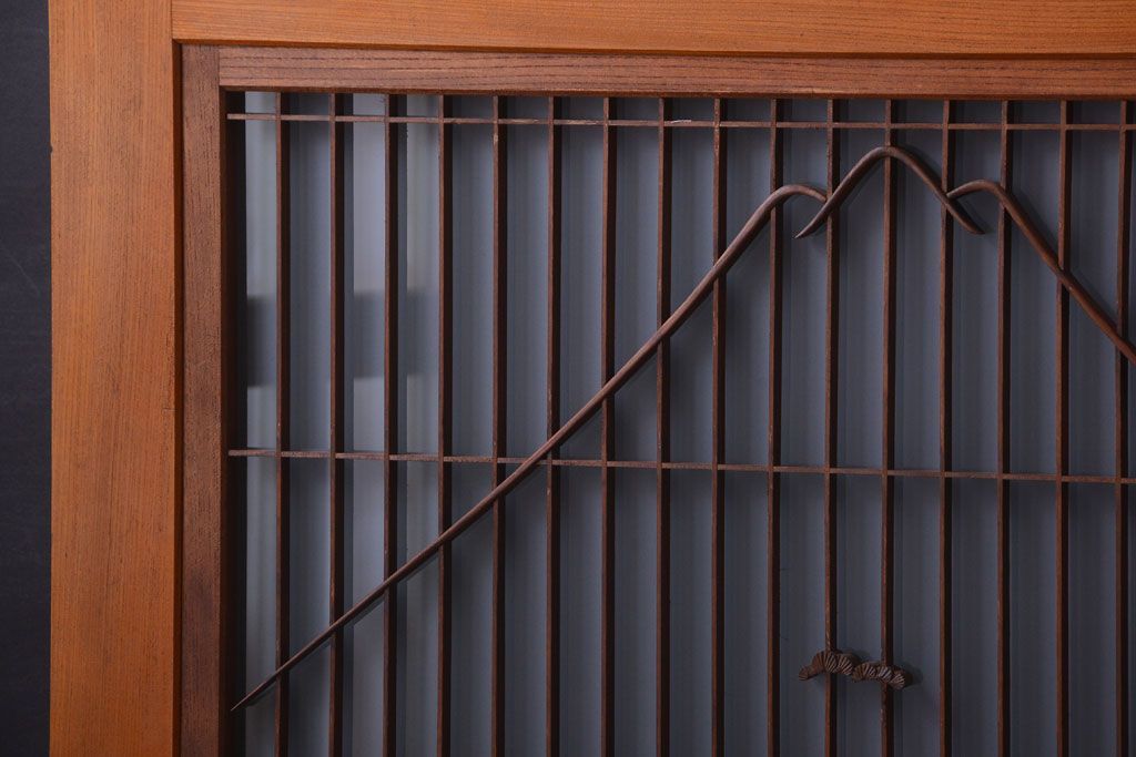 和製アンティーク　総欅材!組子ガラス帯戸4枚セット