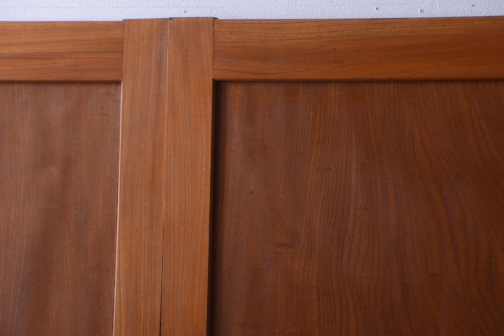 和製アンティーク　総欅材!組子ガラス帯戸4枚セット