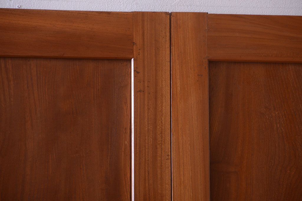 和製アンティーク　総欅材!組子ガラス帯戸4枚セット