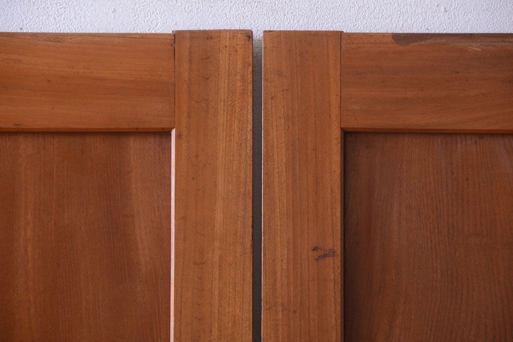 和製アンティーク　総欅材!組子ガラス帯戸4枚セット