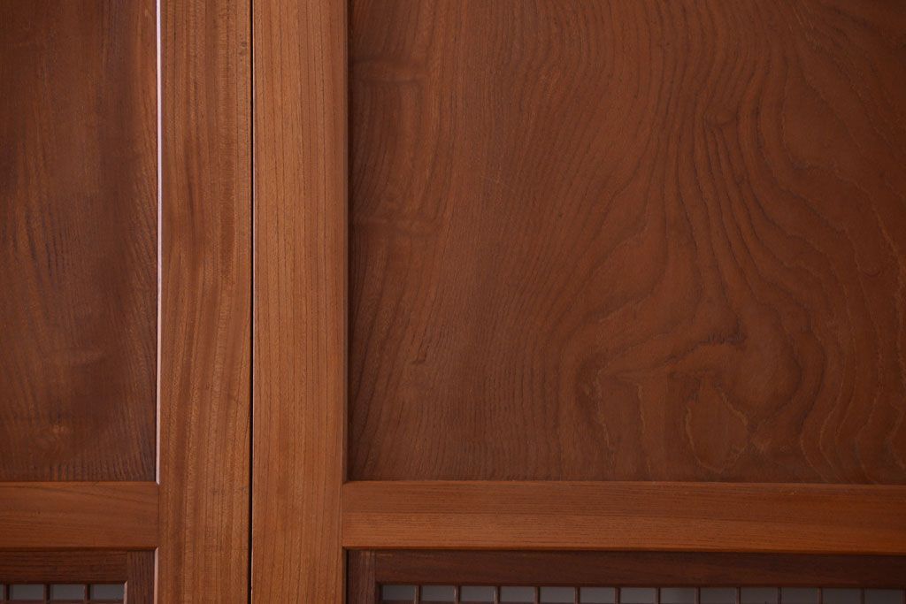 和製アンティーク　総欅材!組子ガラス帯戸4枚セット