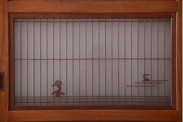 和製アンティーク　総欅材!組子ガラス帯戸4枚セット