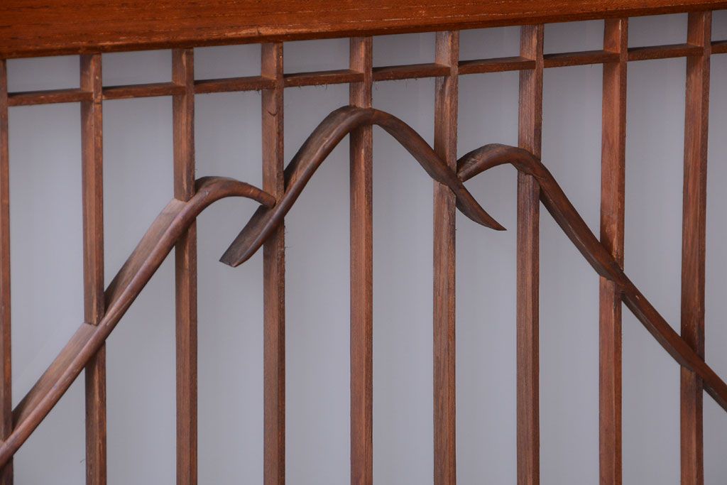 和製アンティーク　総欅材!組子ガラス帯戸4枚セット