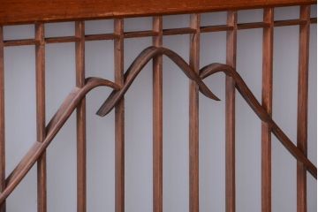 和製アンティーク　総欅材!組子ガラス帯戸4枚セット