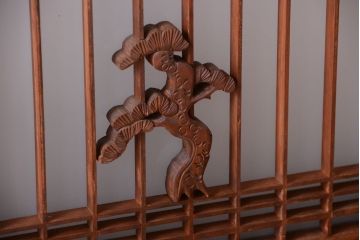 和製アンティーク　総欅材!組子ガラス帯戸4枚セット