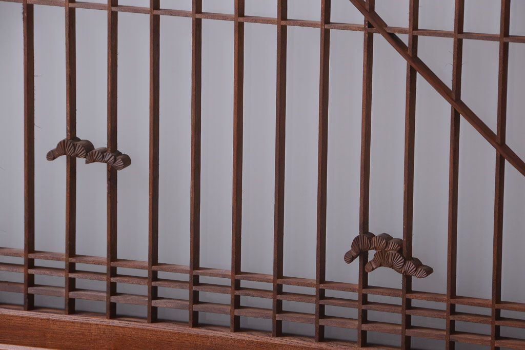 和製アンティーク　総欅材!組子ガラス帯戸4枚セット