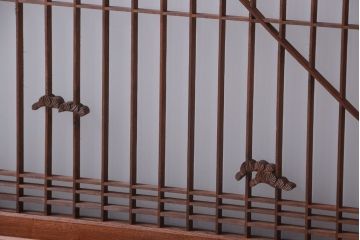 和製アンティーク　総欅材!組子ガラス帯戸4枚セット