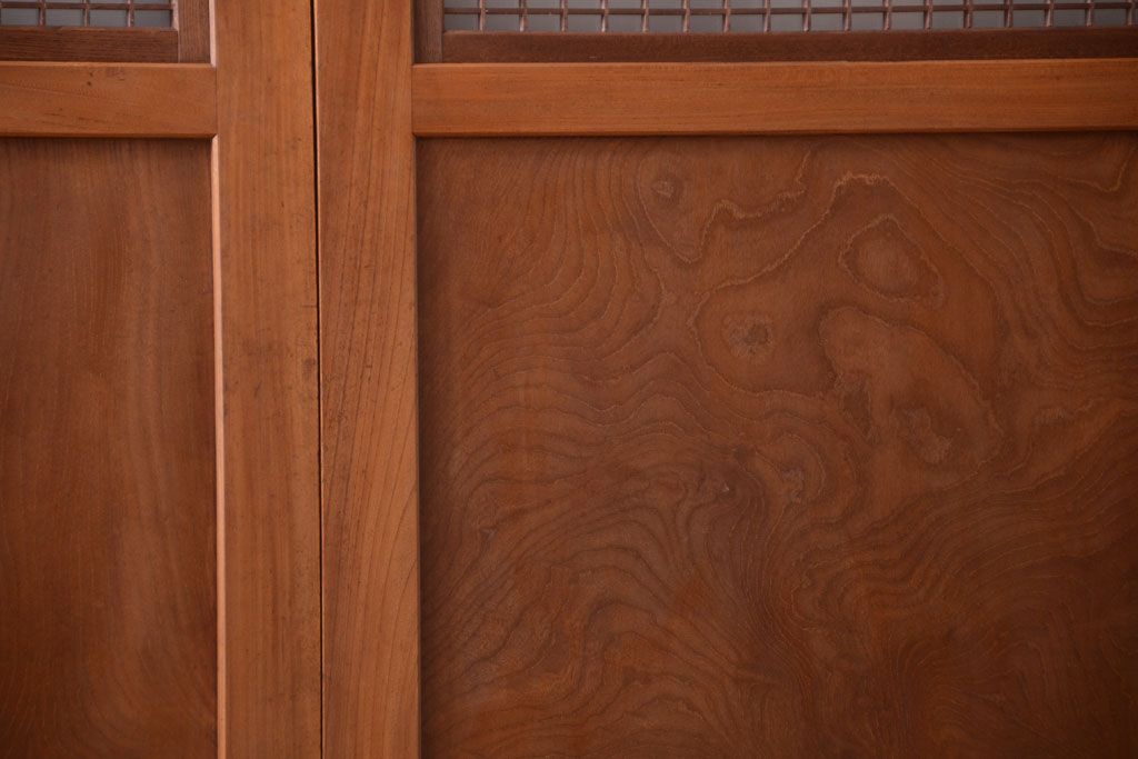 和製アンティーク　総欅材!組子ガラス帯戸4枚セット