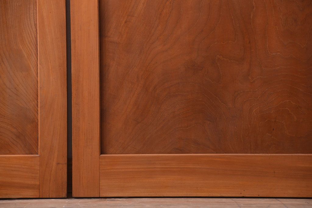 和製アンティーク　総欅材!組子ガラス帯戸4枚セット