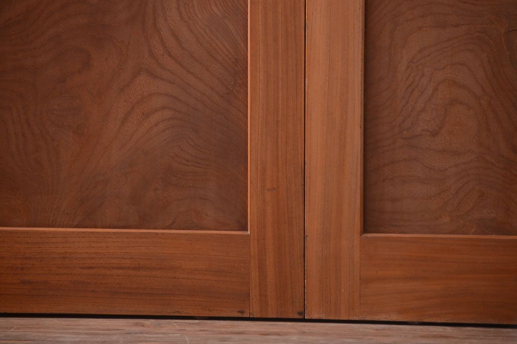 和製アンティーク　総欅材!組子ガラス帯戸4枚セット