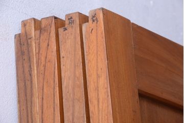 和製アンティーク　総欅材!組子ガラス帯戸4枚セット