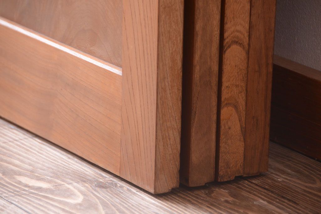 和製アンティーク　総欅材!組子ガラス帯戸4枚セット