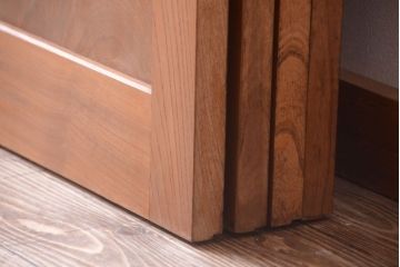 和製アンティーク　総欅材!組子ガラス帯戸4枚セット