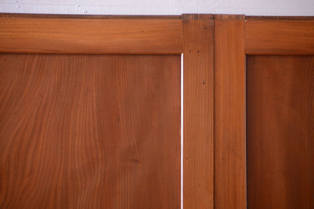 和製アンティーク　総欅材!組子ガラス帯戸4枚セット