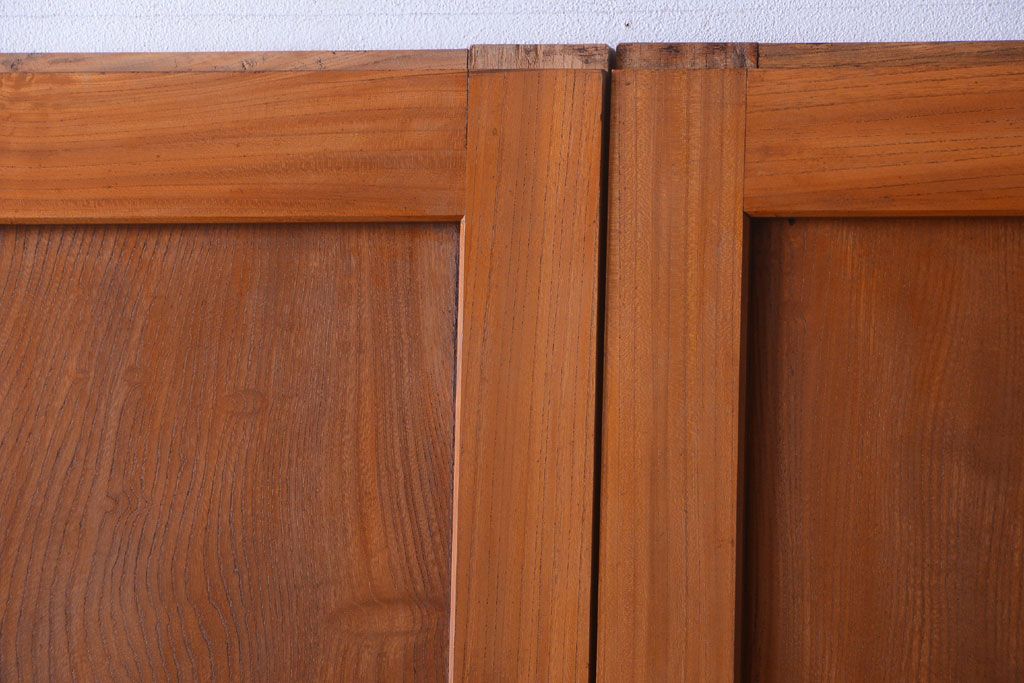 和製アンティーク　総欅材!組子ガラス帯戸4枚セット