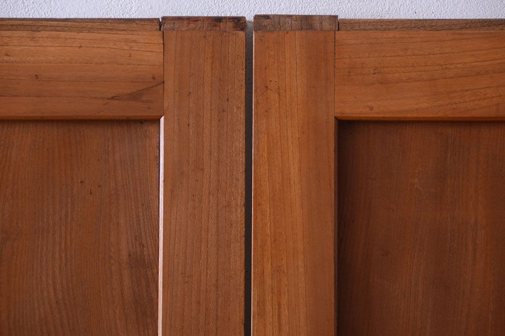 和製アンティーク　総欅材!組子ガラス帯戸4枚セット