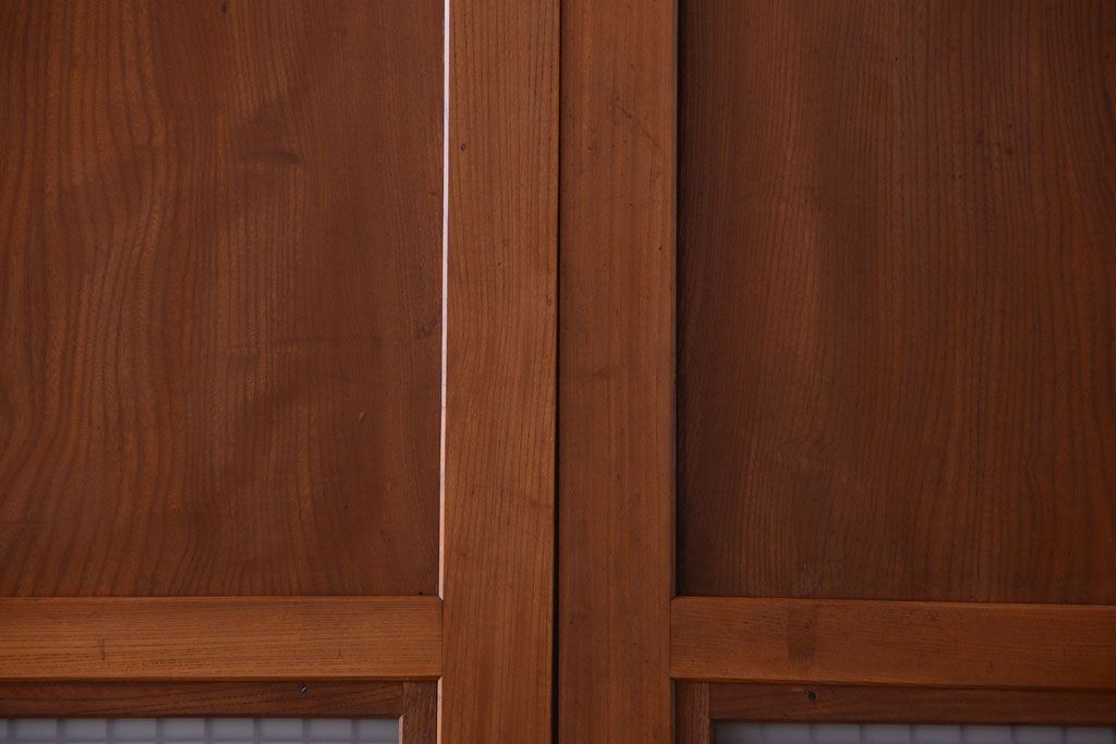 和製アンティーク　総欅材!組子ガラス帯戸4枚セット