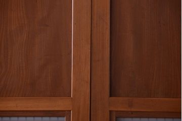 和製アンティーク　総欅材!組子ガラス帯戸4枚セット