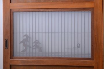 和製アンティーク　総欅材!組子ガラス帯戸4枚セット