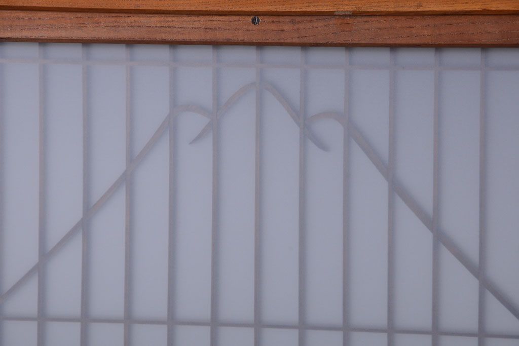 和製アンティーク　総欅材!組子ガラス帯戸4枚セット