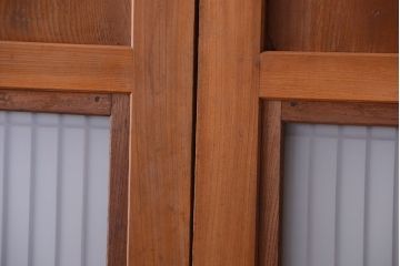 和製アンティーク　総欅材!組子ガラス帯戸4枚セット