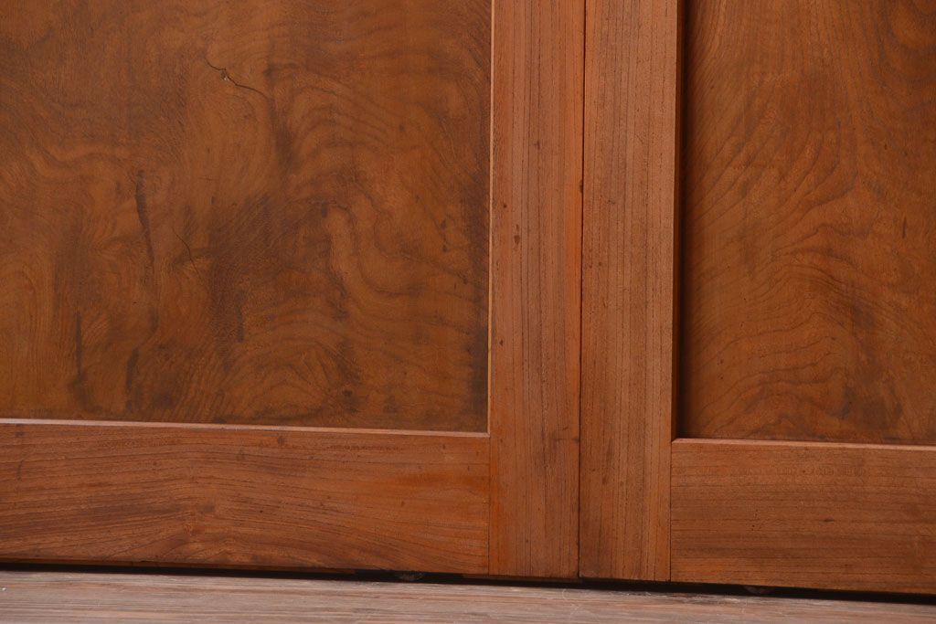 和製アンティーク　総欅材!組子ガラス帯戸4枚セット