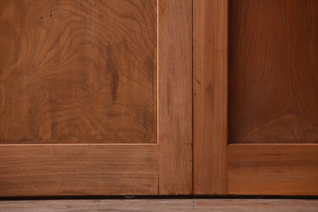 和製アンティーク　総欅材!組子ガラス帯戸4枚セット