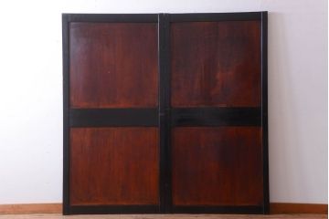 古民具・骨董　古い木味のアンティーク帯戸2枚セット(2)