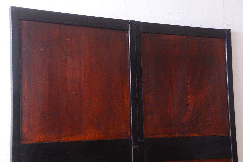 古民具・骨董　古い木味のアンティーク帯戸2枚セット(2)