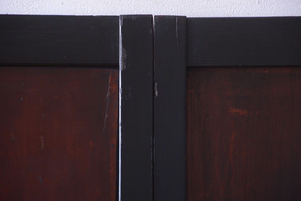 古民具・骨董　古い木味のアンティーク帯戸2枚セット(2)