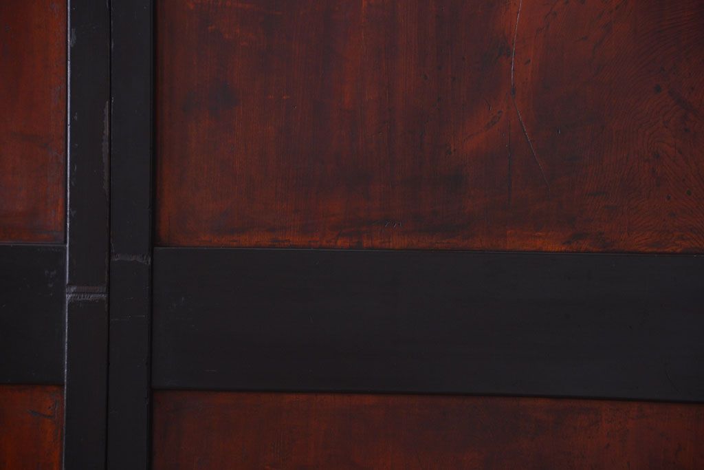 古民具・骨董　古い木味のアンティーク帯戸2枚セット(2)