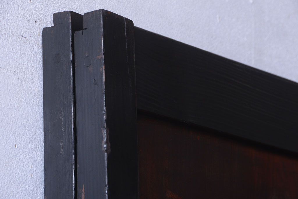 古民具・骨董　古い木味のアンティーク帯戸2枚セット(2)